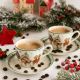 Set 2 skodelic za espreso s podstavkom božični motiv CHRISTMAS VILLAGE, v darilni embalaži, 90ml, new bone, 5cm