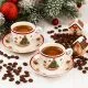 Set 2 skodelic za espreso s podstavkom božični motiv CHRISTMAS TREE, v darilni embalaži, 90ml, new bone, 5cm