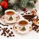 Set 2 skodelic za espreso s podstavkom božični motiv CHRISTMAS TREE, v darilni embalaži, 90ml, new bone, 5cm