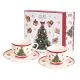Set 2 skodelic za espreso s podstavkom božični motiv CHRISTMAS TREE, v darilni embalaži, 90ml, new bone, 5cm
