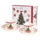 Set 2 skodelic za espreso s podstavkom božični motiv CHRISTMAS TREE, v darilni embalaži, 90ml, new bone, 5cm