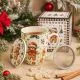 Skodelica s pokrovom in cedilko božični motiv, CHRISTMAS CUTIES, v darilni embalaži, 360ml, new bone, 11cm