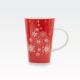 Lonček božični, rdeč z različnimi motivi, porcelan, 8.5x12.8cm, sort.