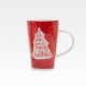 Lonček božični, rdeč z različnimi motivi, porcelan, 8.5x12.8cm, sort.