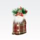 Obesek božični, palček v vreči za darila, karirast, poliester/bombaž, 18x9cm