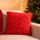 Vzglavnik, božični motiv - smrekice, rdeč, poliester, 42x42cm