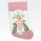Nogavica božična, dekorirana - snežak, roza/bela, poliester, 32x45cm