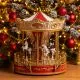 Vrtiljak božični, z LED lučkami in glasbo, polimasa, na baterije/USB, 23x23x23cm
