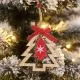 Obesek božični, smrekica, natur/rdeča, s pentljo, MDF,9-10cm
