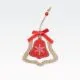 Obesek božični, zvonček, natur/rdeč, s pentljo, MDF, 9-10cm