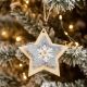 Obesek božični, zvezdica s krznom, siva, MDF, 9-10cm