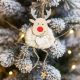 Obesek božični, jelenček Rudolf, natur z belo volno, MDF, 8.5cm