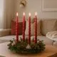 Sveča koničasta, spiralna, metalik, rdeča, 23cm