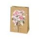 Vrečka darilna, bež, cvetje, 23x32x11cm, sort.