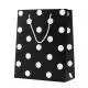 Vrečka darilna, 32x26x12cm, črno-bela s pikami, sort.