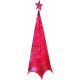 Božična dekoracija, stožec z zvezdo, 4 stranski, z LED lučkami, 100 lučk, rdeč, za notranjo uporabo, z programatorjem funkcij, 32x32x155cm