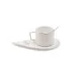 Set 2 lončkov s krožniki beli, z zlatim napisom "LOVE, Mr. & Mrs.", porcelan, 8.3x6.3cm