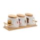 Set doz s pokrovi, porcelan, 3/1, na podstavku iz bambusa,13cm, 36x13.3x5.5cm