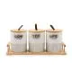 Set doz s pokrovi, porcelan, 3/1, na podstavku iz bambusa, 13.3cm, 35.3x11x5.5cm