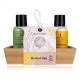 Kopalni set, HERBAL SPA (100ml gel za tuširanje z vonjem: Lemon & Thyme, 100ml losjo za telo z vonjem Citrus & Coriander, 10g goba za umivanje) v leseni škatlici