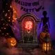 Dekoracija za Halloween, spomenik RIP z okostnjakom, z LED očmi, zvokom, premikajoč, stiropor, 45.5x31x9cm